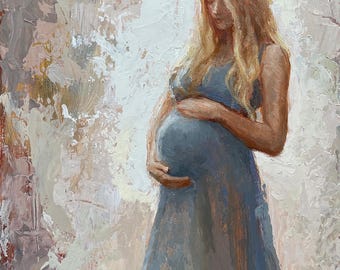 Expecting Blonde Mother Fine art print [#214]