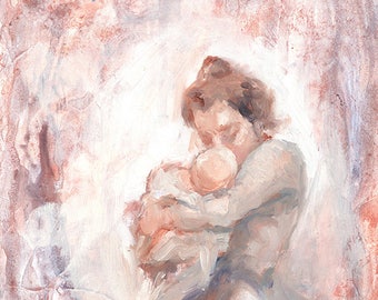 Mother and Child Fine Art Print of Original Oil Painting [#146]