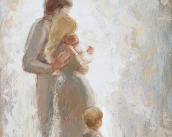 Family with Baby and blonde Toddler Boy Fine Art Print [#182]