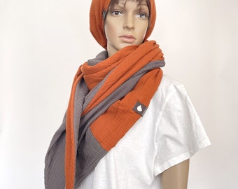 Triangular scarf GRACE, reversible, unisex