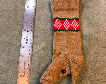 Hound-headed Christmas Stocking in Fawn with Red Collar