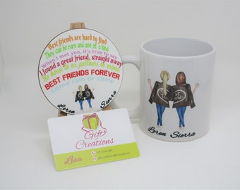 Personalised best friends mug & coaster set featuring a poem - 11oz ceramic mug