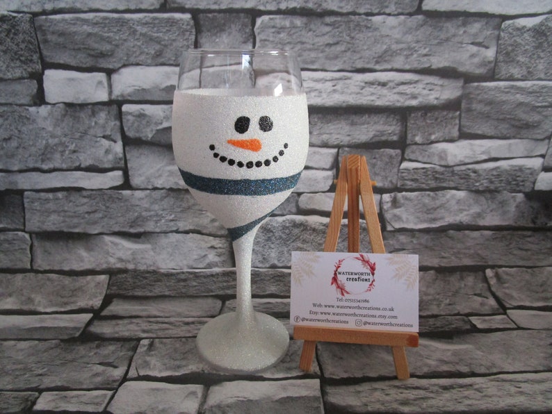 Christmas design glitter glass elf/santa/pudding/snowman/reindeer/nutcracker single glass supplied image 3