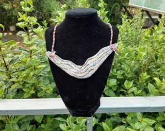Ceramic pendant necklace with kumihimo cord boho artwear bird design all handmade