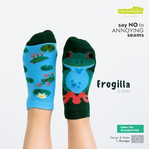 Frog Ankle Socks – Cute Frogilla Low Cut Socks – Cotton Funny Gift for Her & Him – Colorful Unisex Socks with Frogs Lily Pads