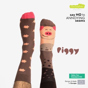Schweine Socken – Lustige Piggy Baumwollsocken – Lang & Bunt – Geschenk für Tierfreunde – Unisex mit Oeko-Tex