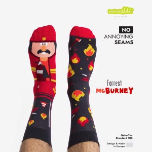 Lustige Feuerwehr Socken – Bunte Baumwollsocken Geschenk für Feuerwehrmann, Feuerwehrschule, Originelle Unisex Socken Nanushki