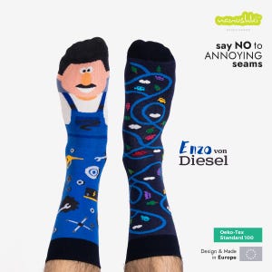 Quirky Car Mechanic Socks for Him and Her - Fun Gift Ideaft - Gift For Him - Garage Socks