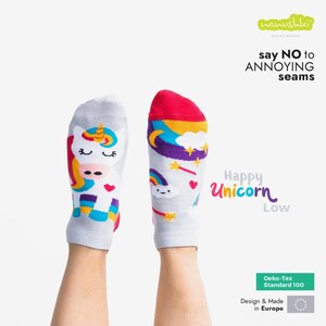 Happy Unicorn Low – Unicorn Socks Unisex | Cotton, Oeko-Tex, Funny Ankle Socks, Gift for Her & Him, Colorful Summer Style