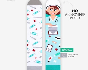 Nurse Appreciation Socks: Funny Medical Icon Design - Emme Ergency