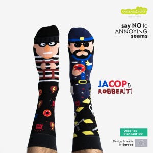 Police Socks Nanushki Mismatched • Police Officer Gift • Cop Robber • Gift for a Man • Seamless Sock • Colorful Socks • Funny Gift
