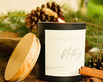 Cinnamon and Nutmeg Soy and Coconut Wax Candle with Crackling Wood Wick, Home Decor for Her