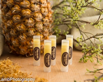 Bulk Wholesale Organic Lip Balm Pina Colada Flavored Balm for Lips, Custom Order Party Favors Wedding Favors Beach Caribbean Themed Gifts