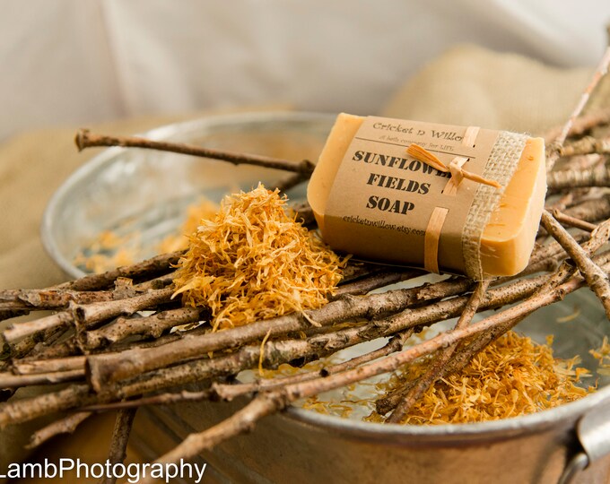 Homemade Soap Sunflower Oil Calendula With Essential Oils Face Body Natural Soap Bar, Natural