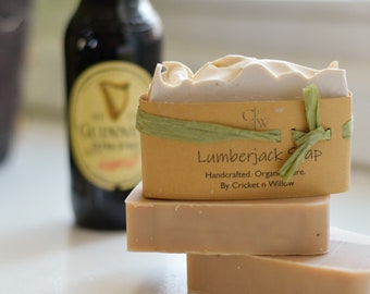 Handcrafted Beer Soap Lumberjack Man Scented Bar Soap with Guiness Beer, Stocking Stuffer Gift for Man, Boyfriend Beer Lover