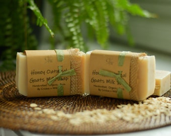 Fragrance Free Honey Oatmeal Goats Milk Soap Handmade for Hands, Face, Body Organic Skincare