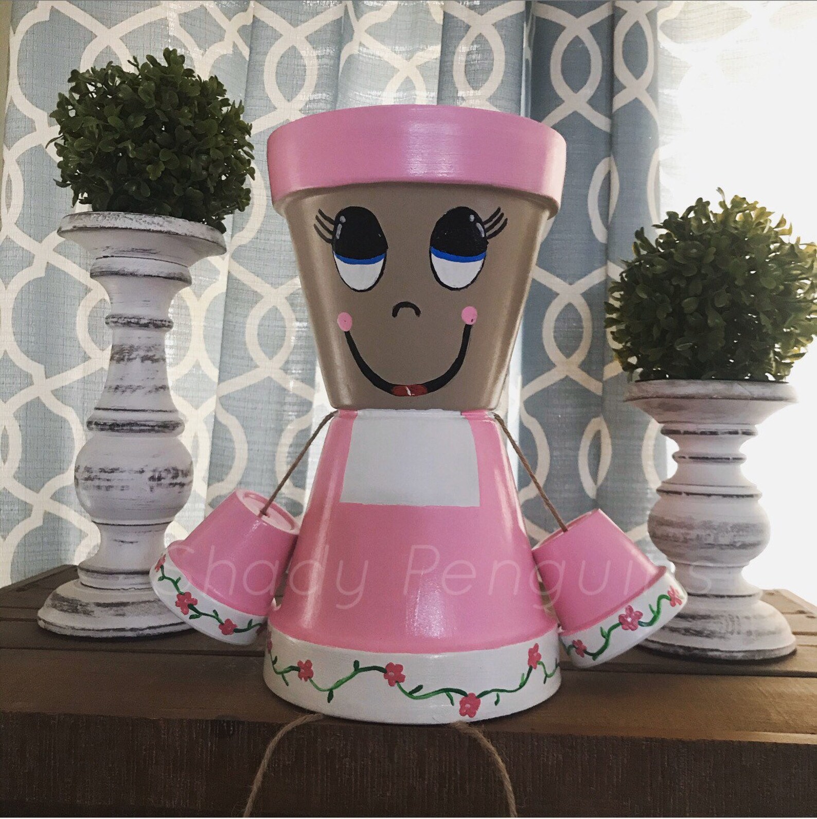12 Pink Flower Pot Girl With Flowersgirl ONLY /clay Pot Etsy