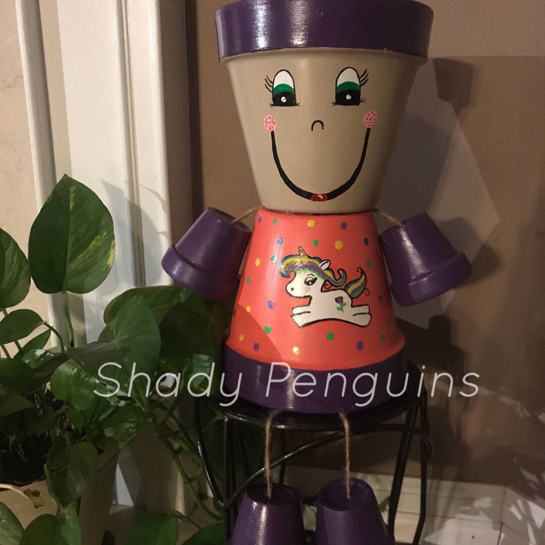 12 Unicorn Flower Pot Girl/ Outdoor Decor/ Indoor Decor/ Etsy