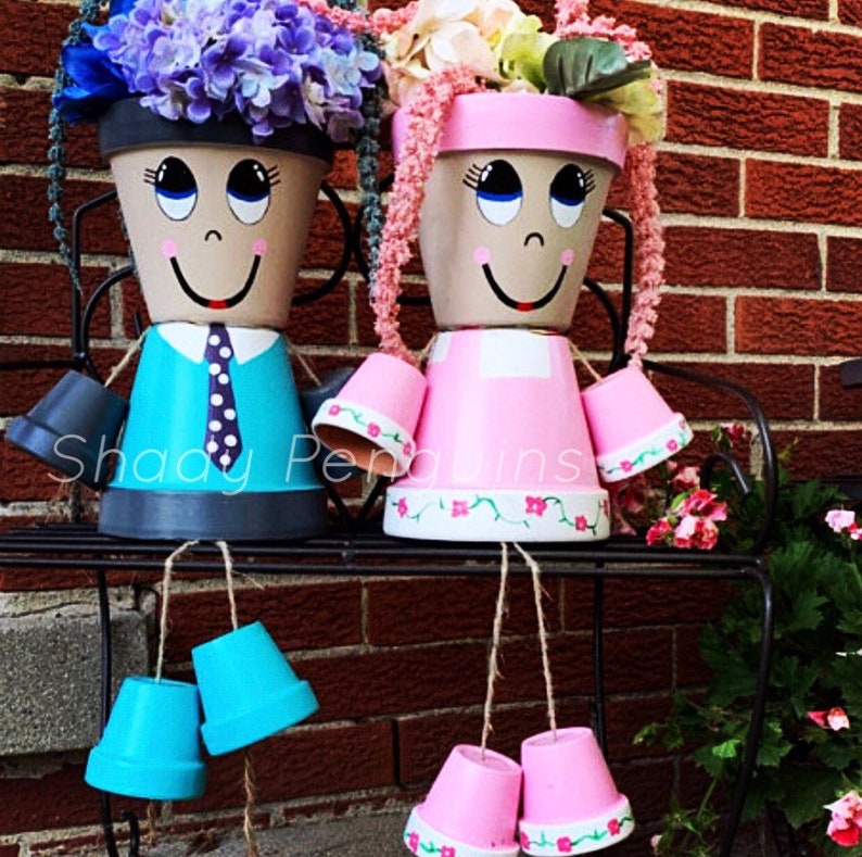 12 Pink Flower Pot Girl With Flowersgirl ONLY /clay Pot Etsy