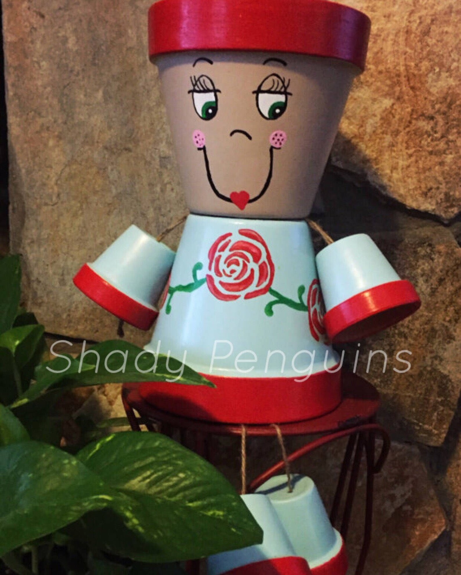 12 Rose Flower Pot Girl/ Flower Pot/ Indoor Decor/ Etsy