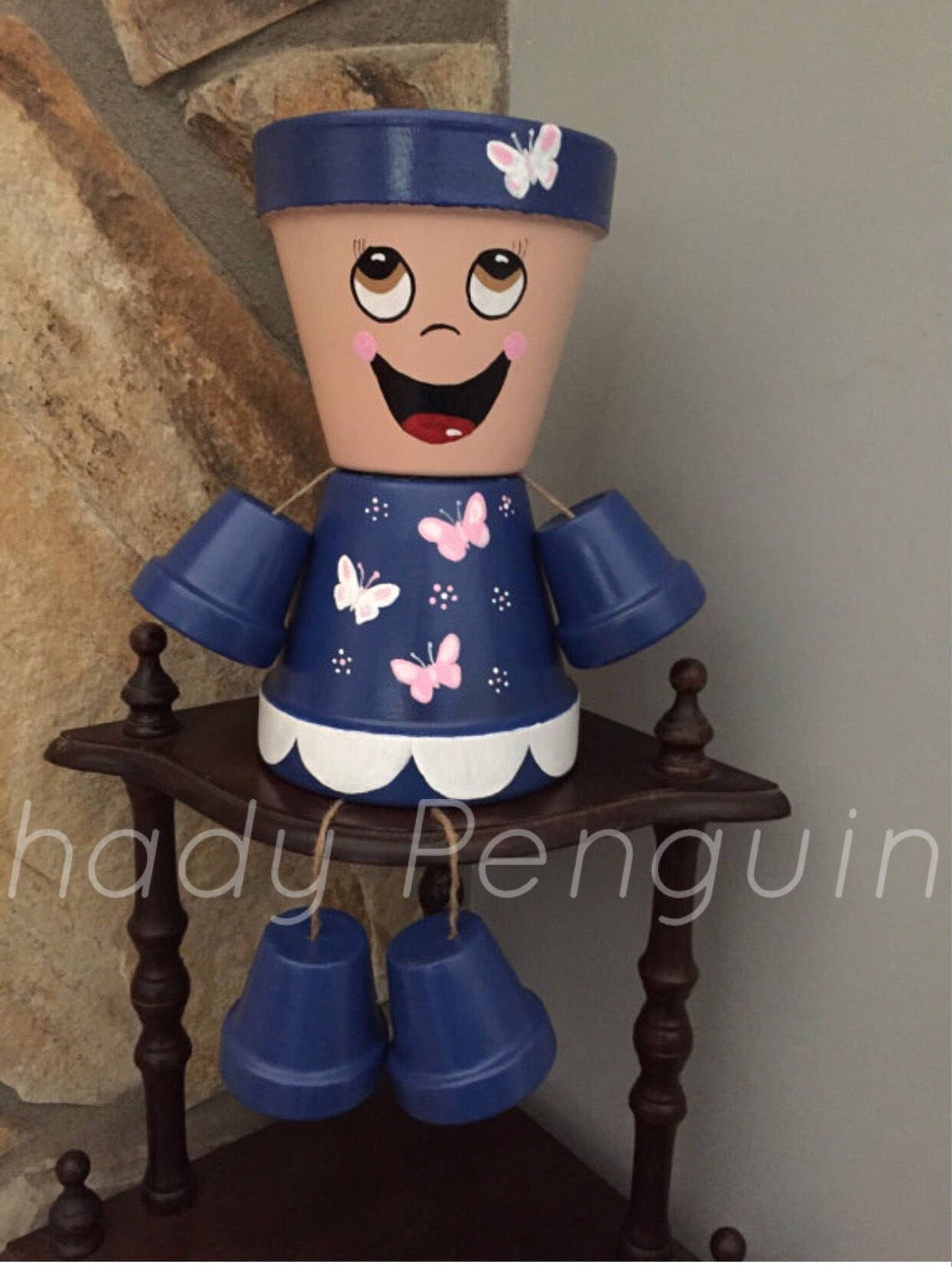 12 Blue Butterfly Flower Pot Girl/ Outdoor Decor/ Indoor Etsy