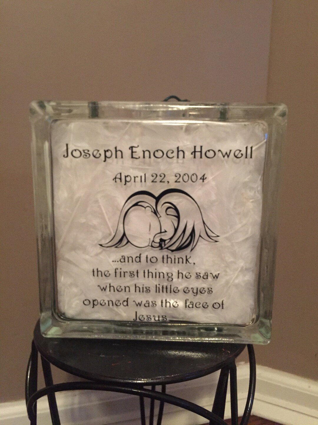 Memorial Glass Block Light Etsy