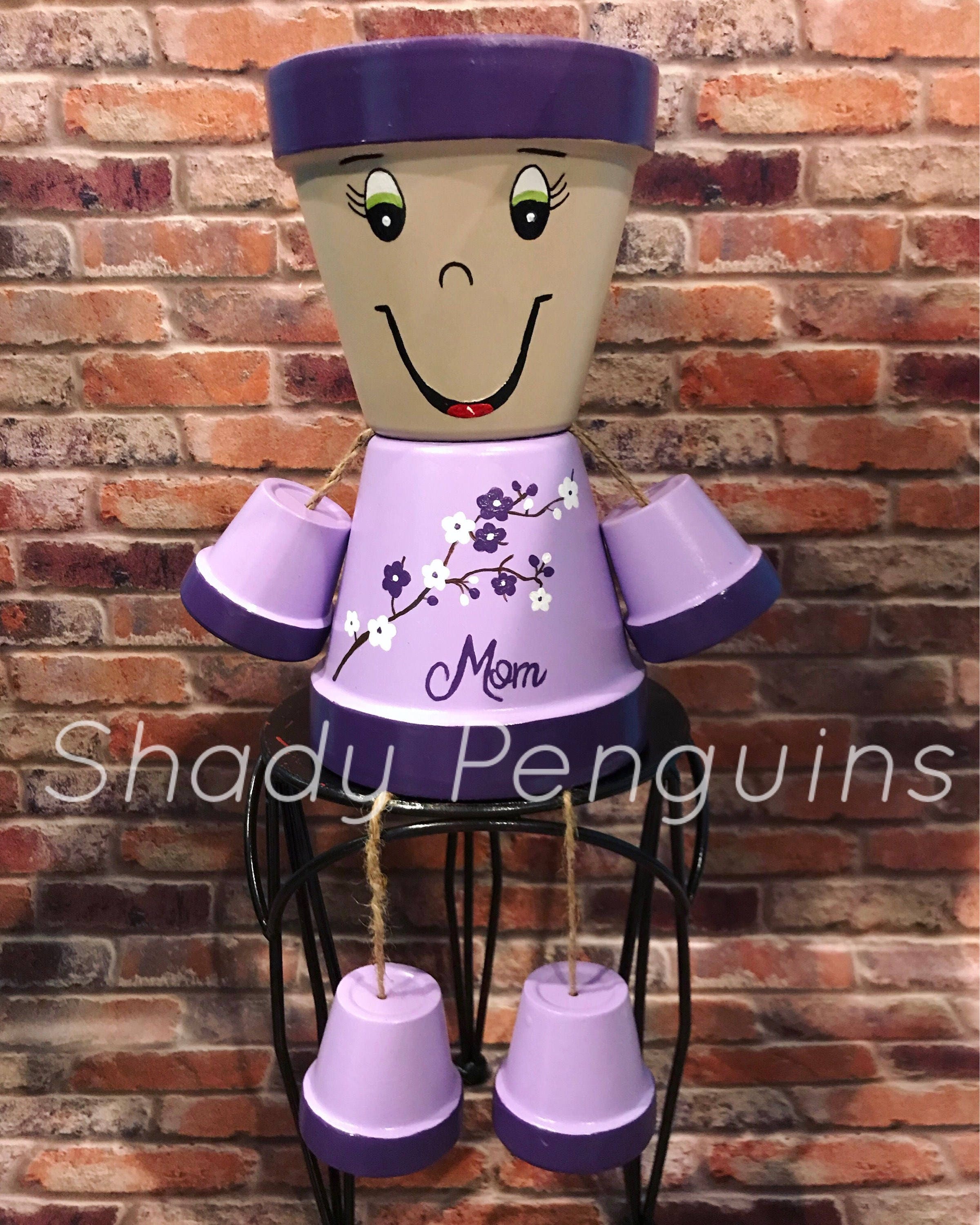 12 Mom Flower Pot Girl With Flowers /clay Pot People / Etsy Australia