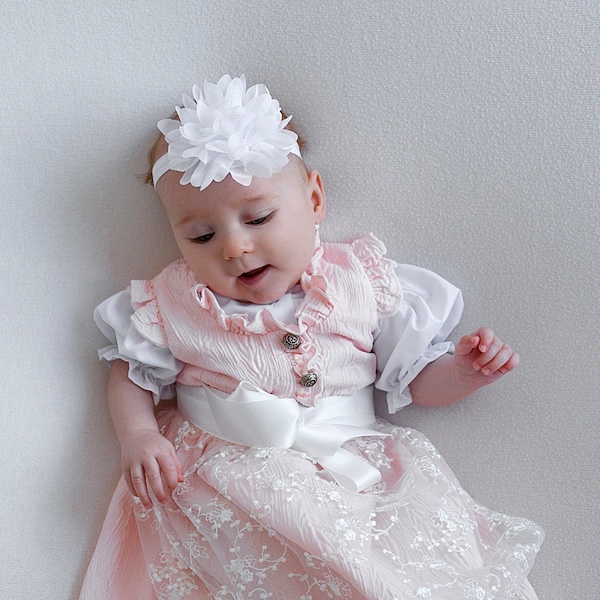 Taufkleid, Taufdirndl in Rosa mit Rüschen