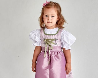 Dirndl made of artificial silk in pink for baptisms, weddings or other occasions in sizes 62, 68, 74, 80, 86