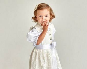 Christening dress, christening dirndl in pink with ruffles