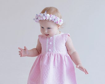 Vestido de bautizo/fiesta de bebe en color rosa en gr. 62, 68, 74, 80