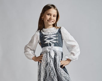 Children's dirndl / baptismal dirndl with satin ribbon lacing in any size