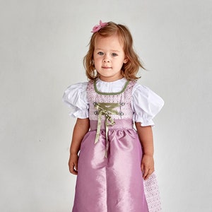 Dirndl made of artificial silk in pink for baptisms, weddings or other occasions in sizes 62, 68, 74, 80, 86 image 1