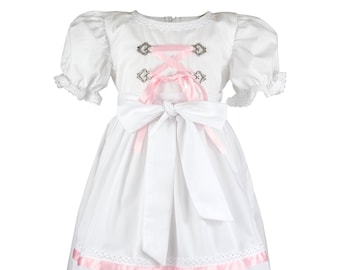 Girl dirndl, traditional dress made of organic cotton for baptisms, weddings or other occasions. GR.74.80