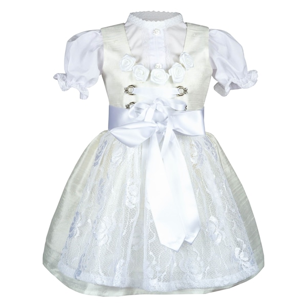 Festive baby dirndl made of silk with lace for baptism, weddings or other occasions in size 62,68,74