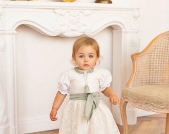 Dirndl para bautizo | Dirndl para bebé de seda, algodón y encaje | Vestido festivo para bautizo