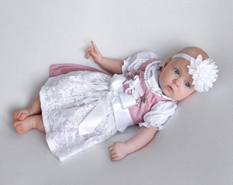 Dirndl dla niemowląt/suknia do chrztu/dirndl do chrztu: marzenie z jedwabiu