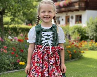 Children's Dirndl for Girls | Traditional Dirndl Dress | Oktoberfest Dirndl for Children | Bavarian Dress for Girls | Dirndl with Apron | Traditional Clothing
