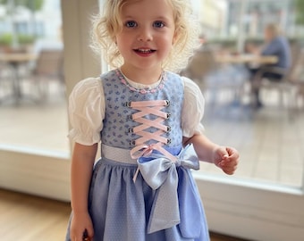 Festive girl's dress in traditional style – Blue & Pink