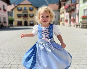 Festive girl's dress in traditional style – Blue & Pink