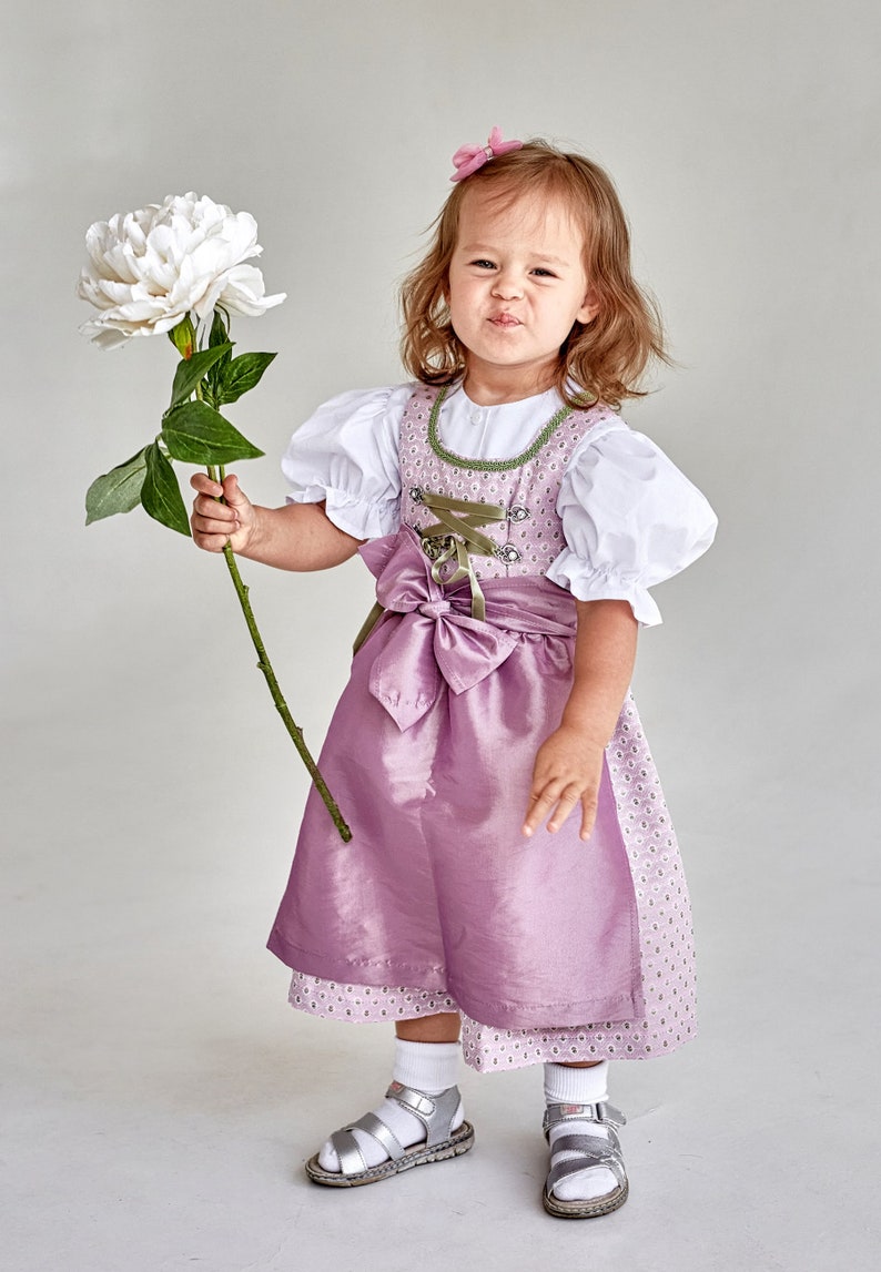 Dirndl made of artificial silk in pink for baptisms, weddings or other occasions in sizes 62, 68, 74, 80, 86 image 7