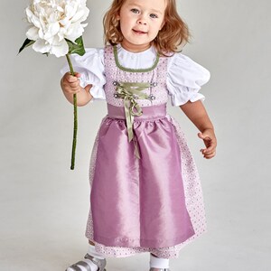 Dirndl made of artificial silk in pink for baptisms, weddings or other occasions in sizes 62, 68, 74, 80, 86 image 3