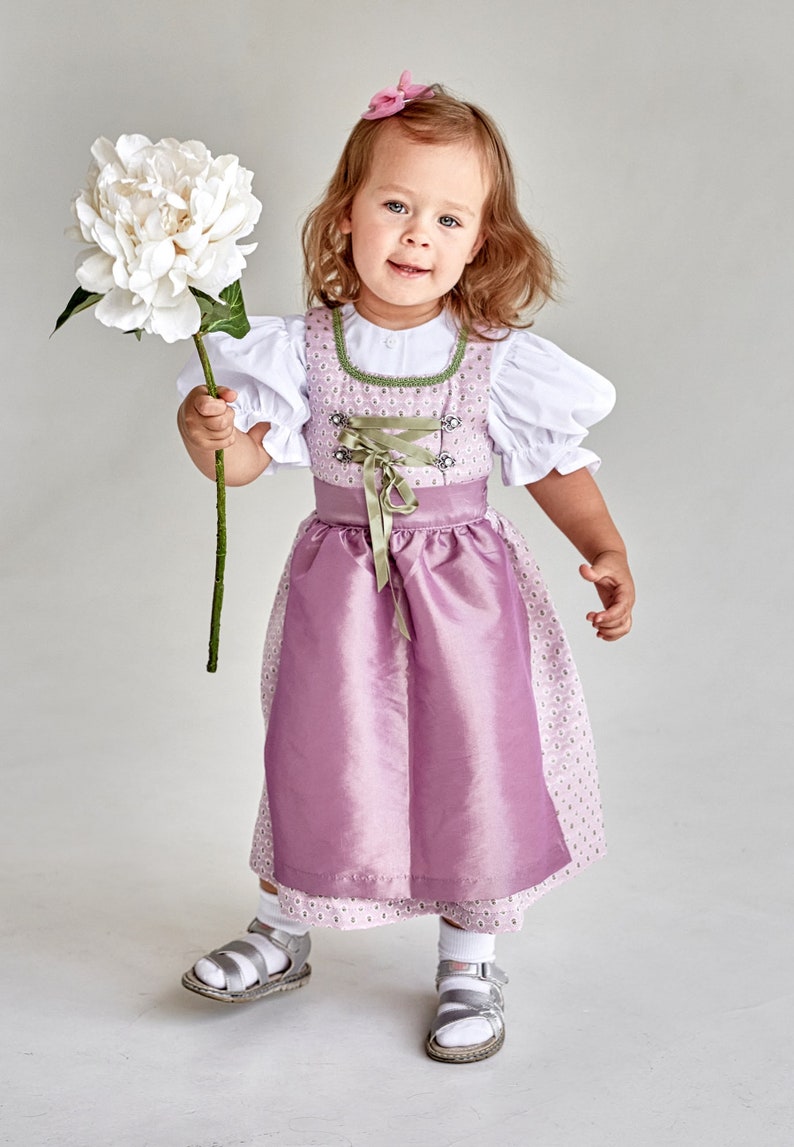 Dirndl made of artificial silk in pink for baptisms, weddings or other occasions in sizes 62, 68, 74, 80, 86 image 3