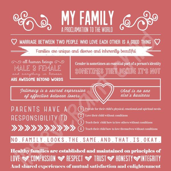 Irreverent Child's unique version of the LDS Family Proclamation to the World