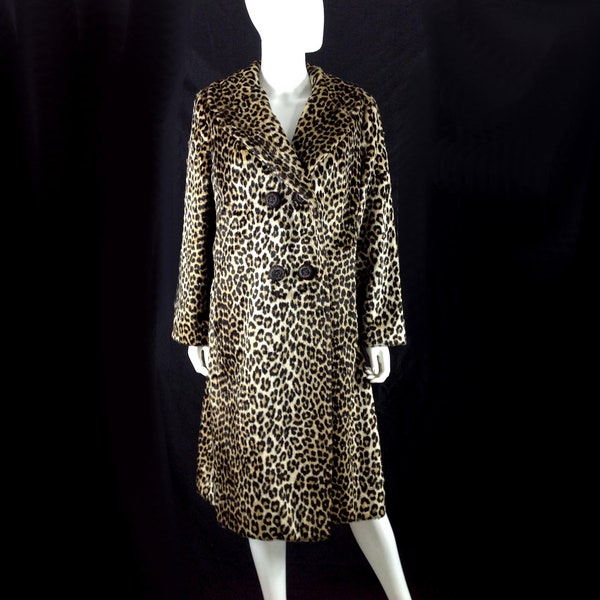 Somali Leopard double breasted coat 1960s Collins & Aikman Sportowne Medium Large