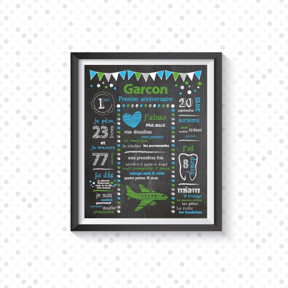 Affiche Premier Anniversaire Avion Blackboard Tableau Etsy