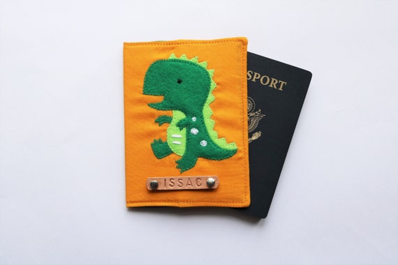 Personalizzata DINOSAURO impronte Ragazzi Bambini children's Custodia per passaporto copertura 
