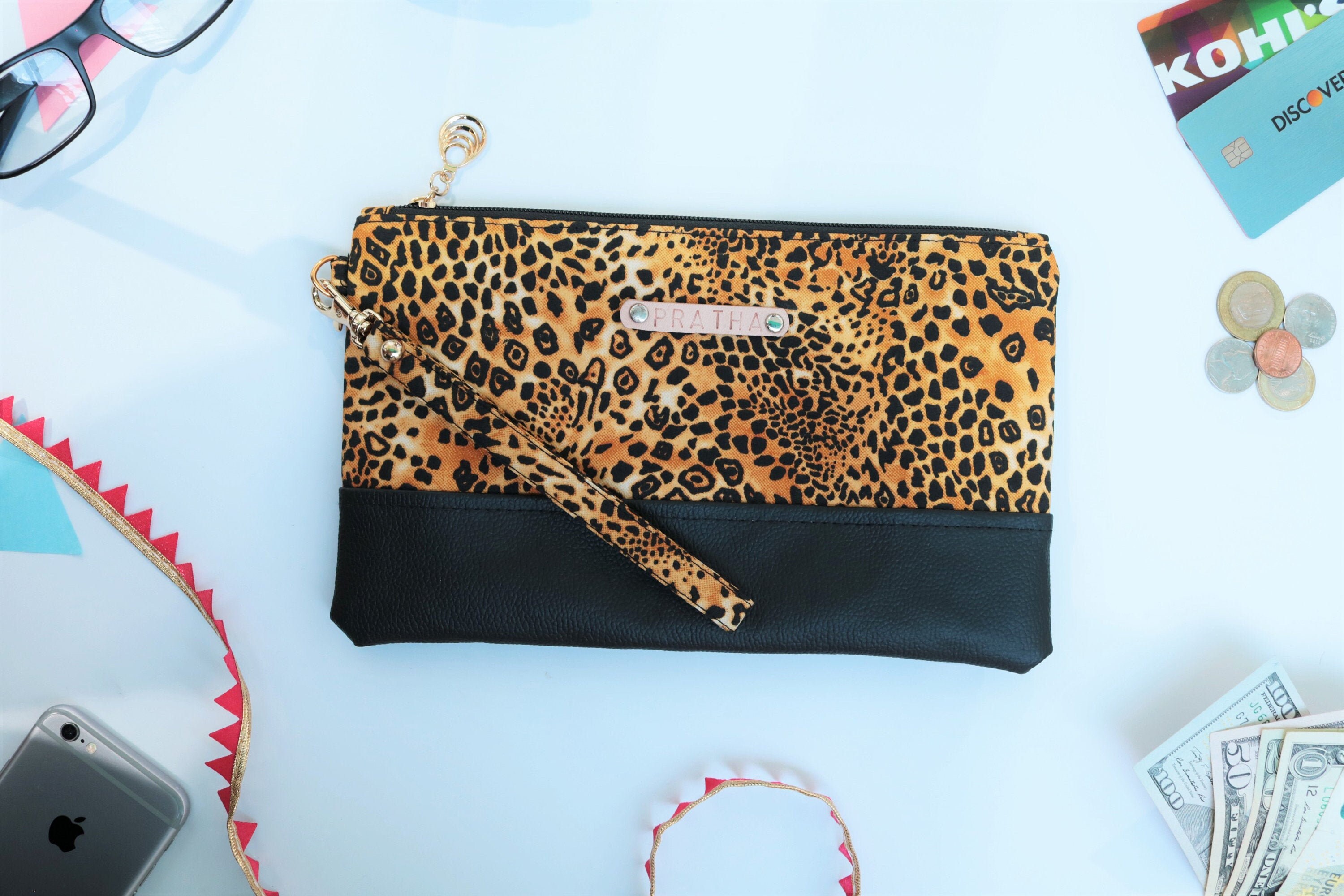 Leopard Wristlet Wallet Samsung Wristlet Vegan Leather Etsy