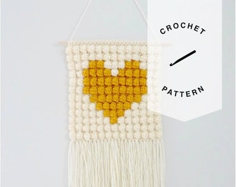 Crochet Wall Hanging Pattern, diy wall hanging, nursery decor, nursery diy decor - That's Amore Wall Hanging