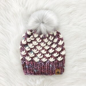 READY TO SHIP - Adult 100% Merino Wool Hand Knit Chunky Hat, Chunky Knit Beanie, Knit Pom Pom Hat, Luxury Collection